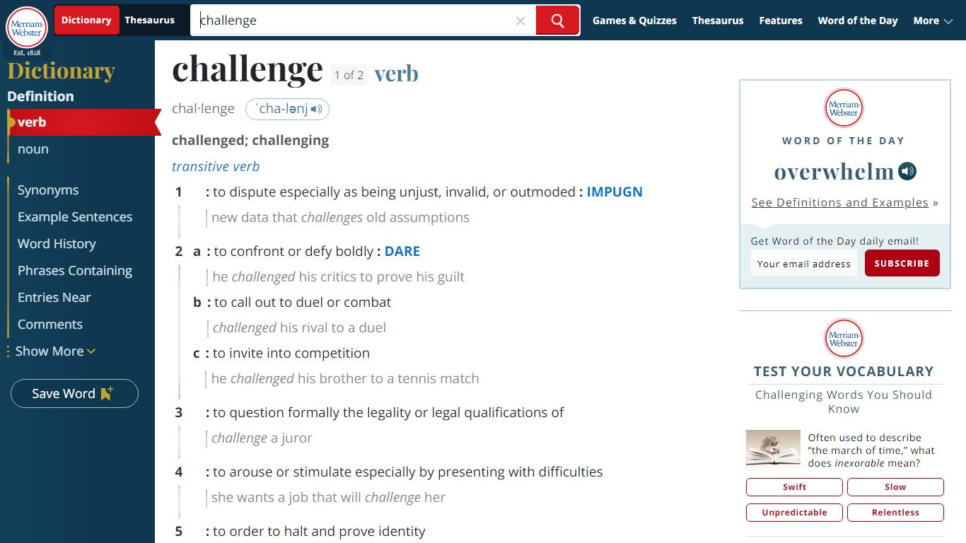 Challenge Definition & Meaning - Merriam-Webster