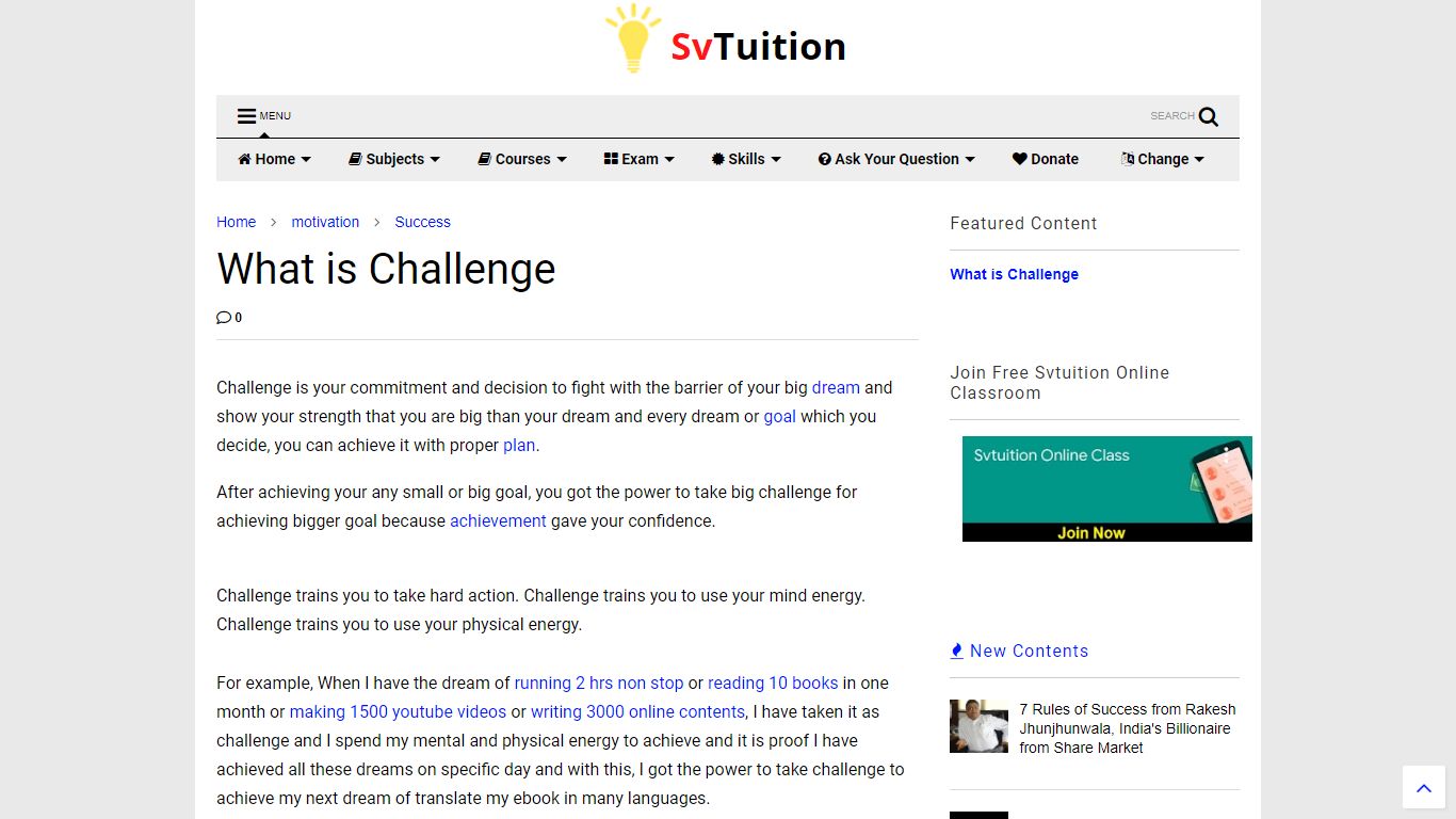 What is Challenge | Svtuition